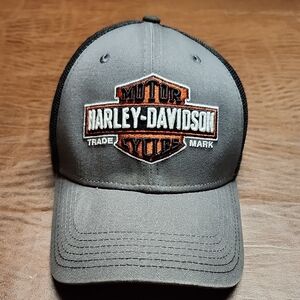 Harley-Davidson Gray & Black Cap with Orange Embroidered Shield